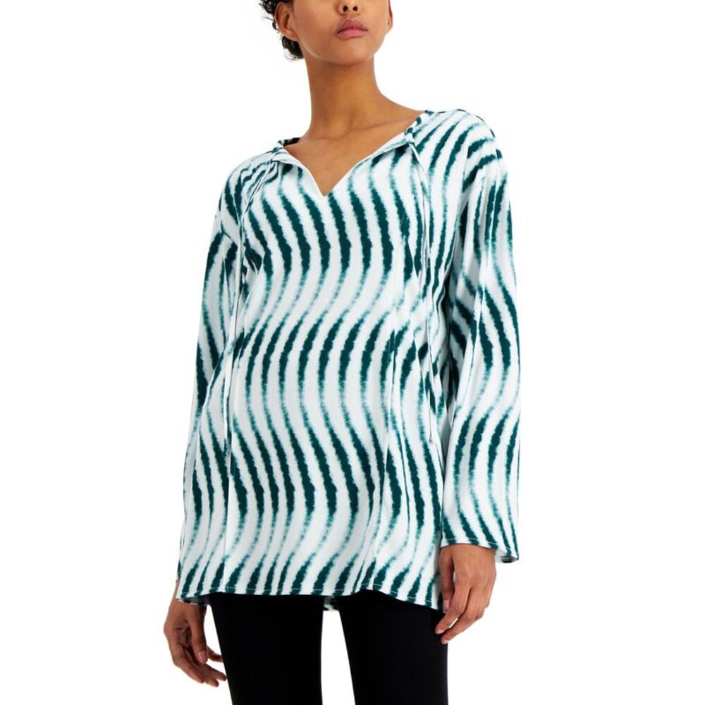 Alfani Printed Split Neck Tunic